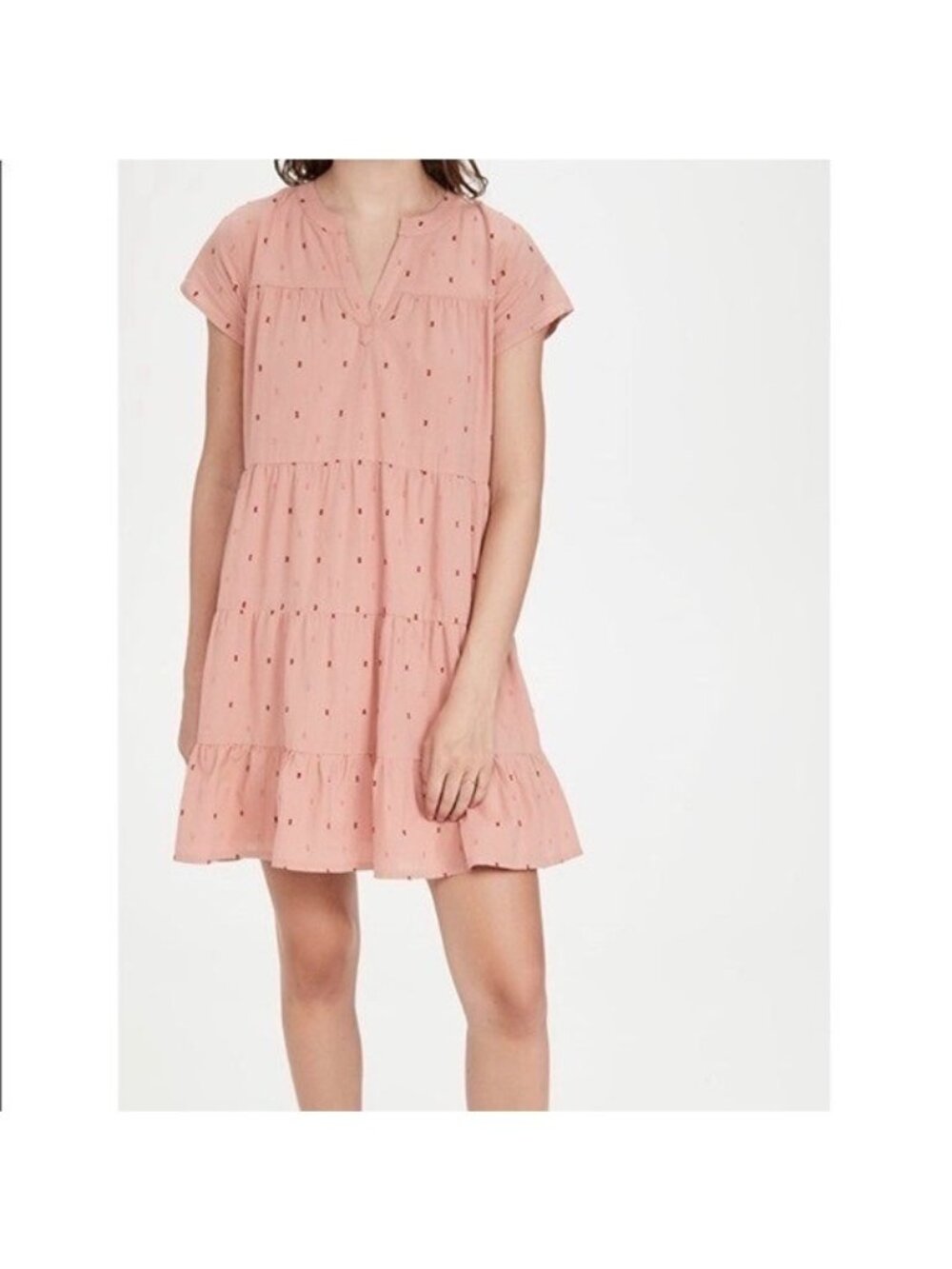 Roller Rabbit Dress Acote Pamela Tiered Mini Babydoll Size XL Cotton
